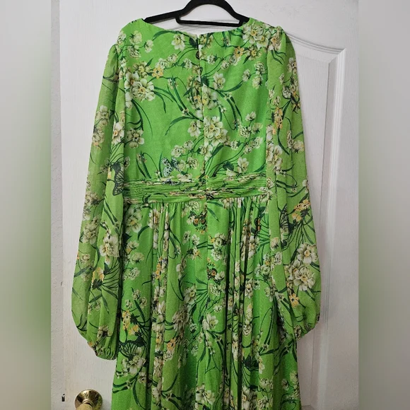 Ienna for Mac Duggal Floral Long Sleeve Chiffon A-Line Gown Sz 14 NWT 56013 - Picture 10 of 14